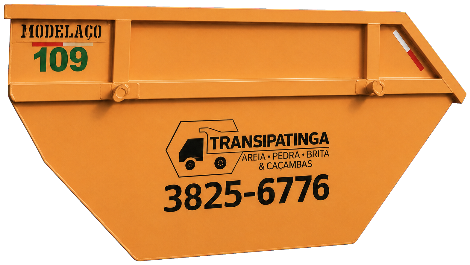Caçamba amarela para aluguel da Transipatinga
